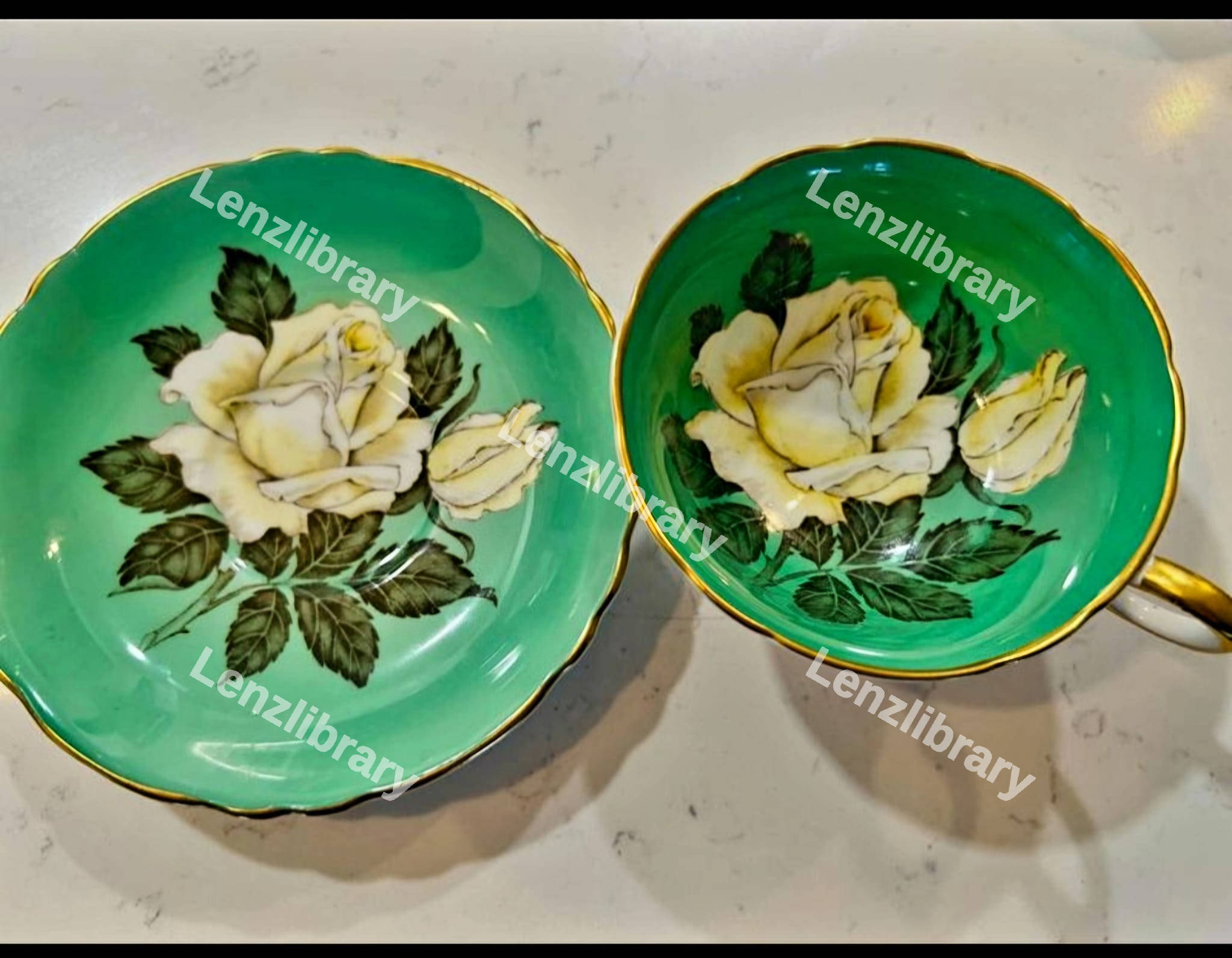 Floral green tea cup